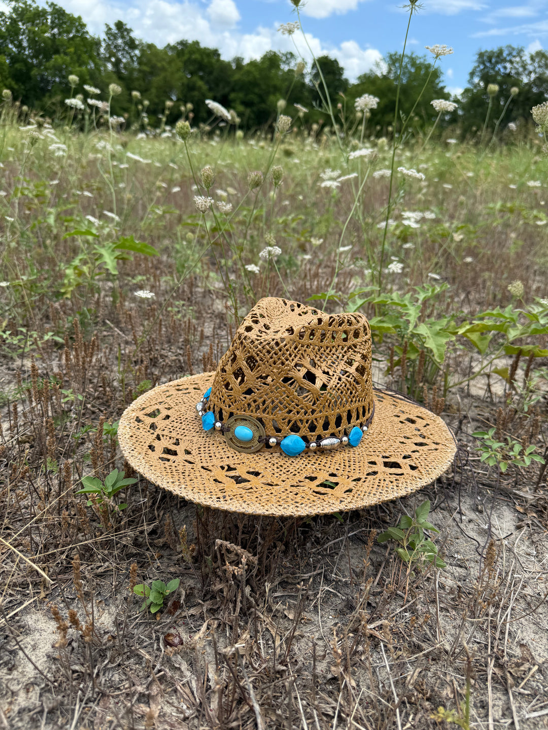 Bayside Rancher Flat Brim Raffia Hat - Khaki