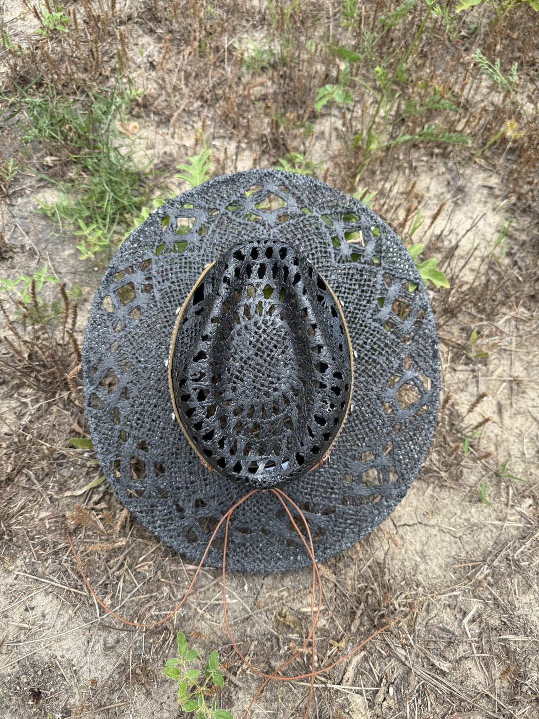 Bayside Rancher Flat Brim Raffia Hat - Black