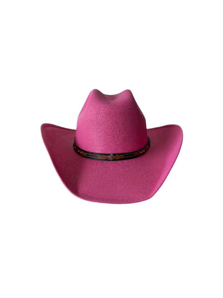 Kids Lonestar Structured Straw Cowboy Hat - Hot Pink