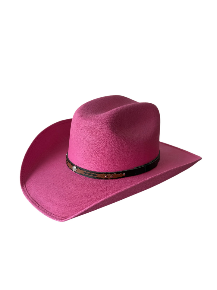 Kids Lonestar Structured Straw Cowboy Hat - Hot Pink