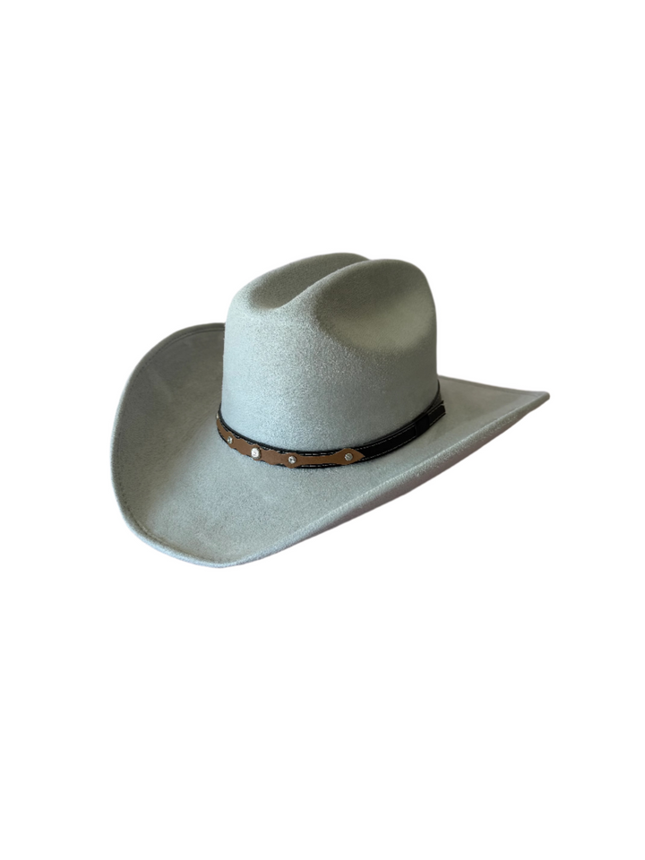 Texana Vegan Suede Cowboy Hat - Light Grey