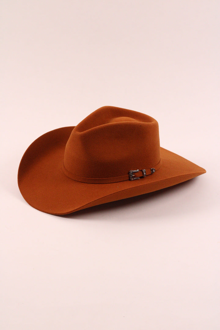 Lainey Merino Wool Western Hat - Rust