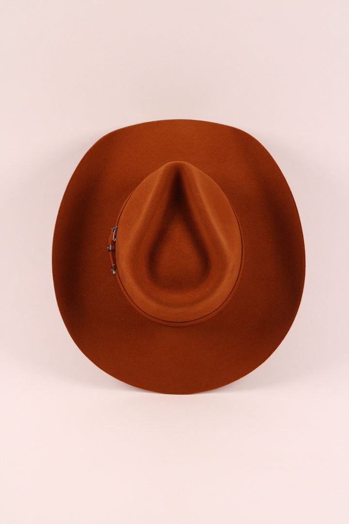 Lainey Merino Wool Western Hat - Rust