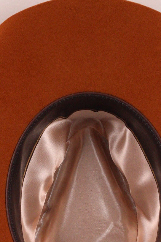Lainey Merino Wool Western Hat - Rust