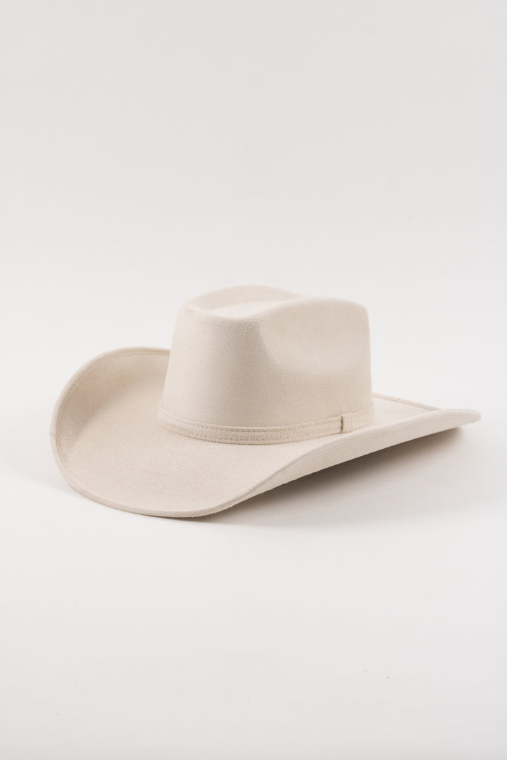 Brick Top Vegan Suede Cowboy Hat Classic - Ivory