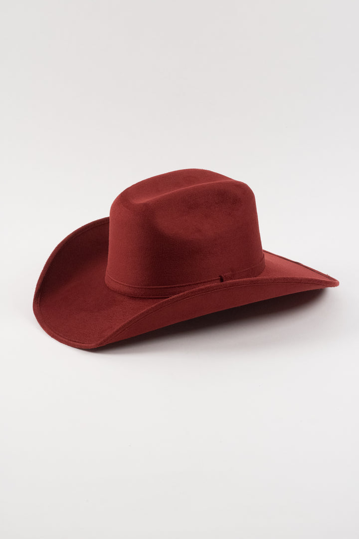 Austin Vegan Suede Cowboy Hat Classic - Burgundy