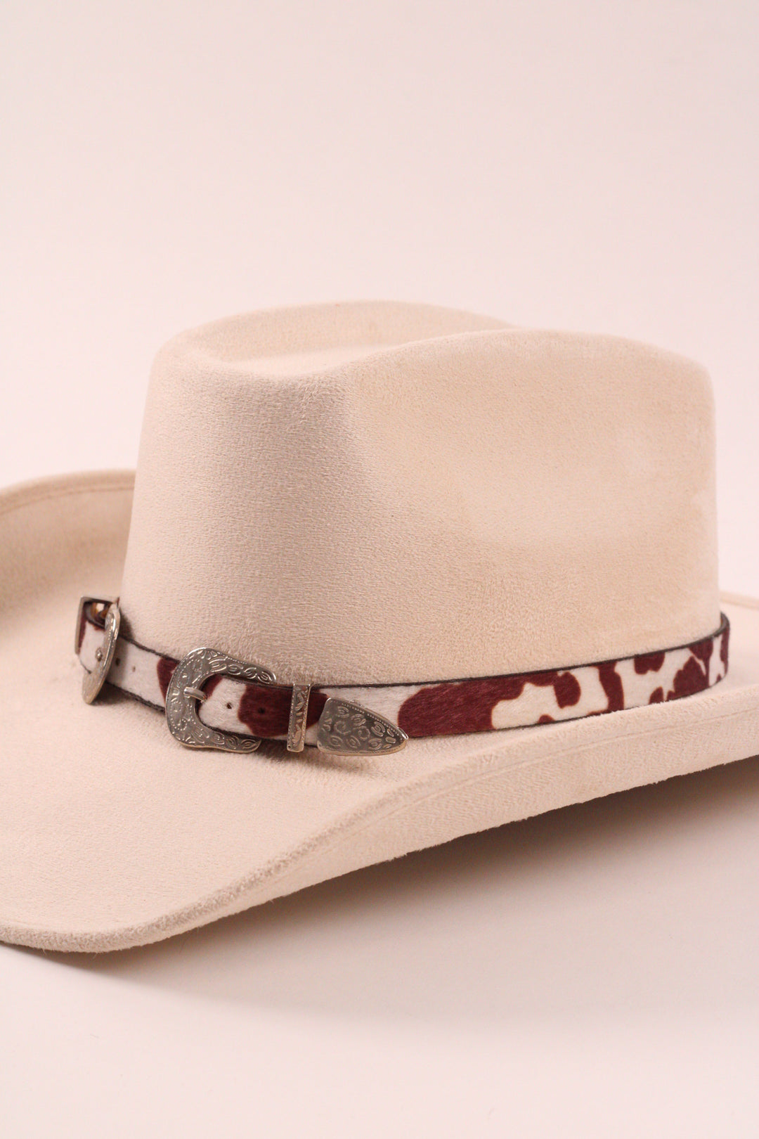 Double Buckle Leather Hat Band Animal Print Faux Fur