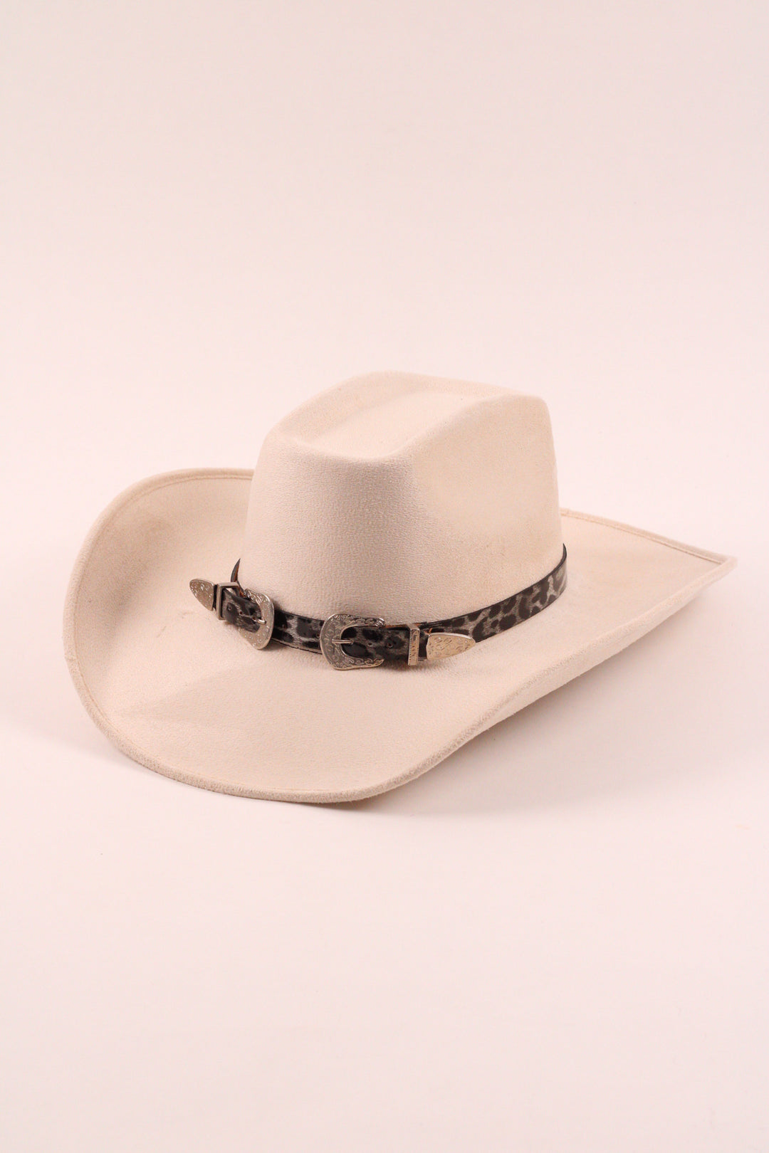 Double Buckle Leather Hat Band Leopard Print