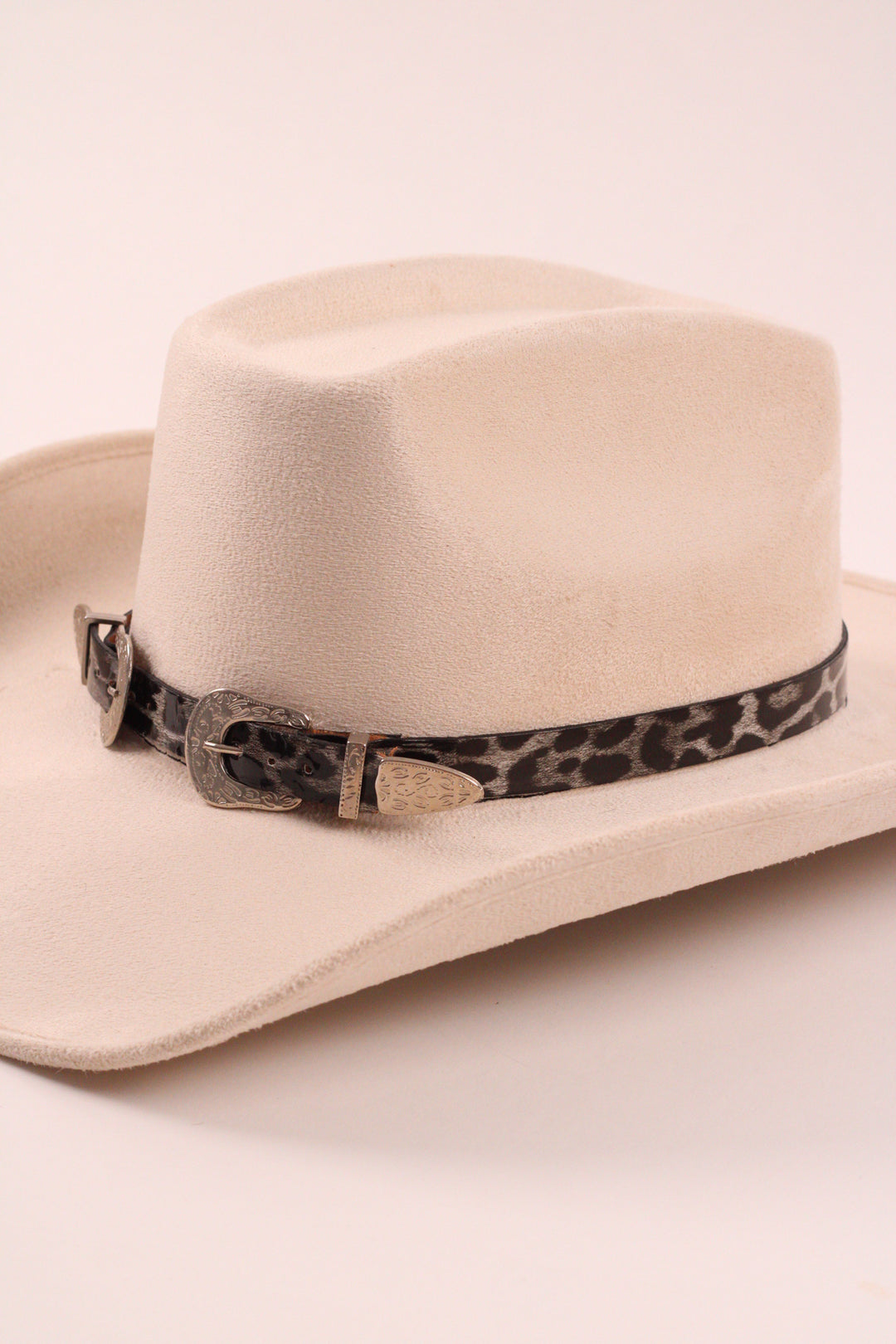 Double Buckle Leather Hat Band Leopard Print