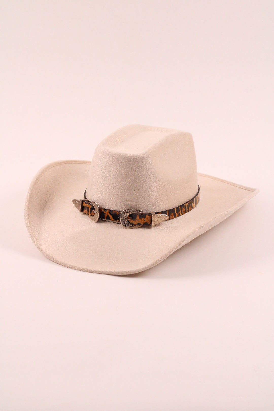 Double Buckle Leather Hat Band Leopard Print