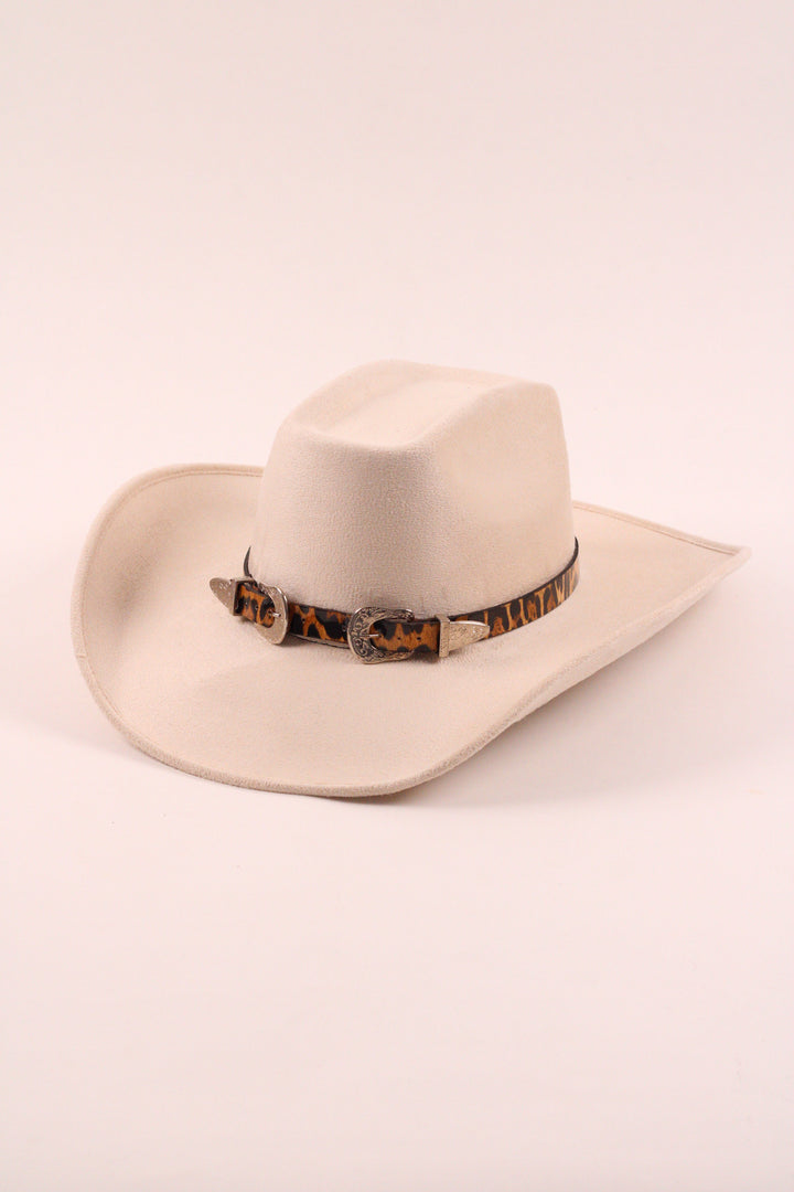 Double Buckle Leather Hat Band Leopard Print