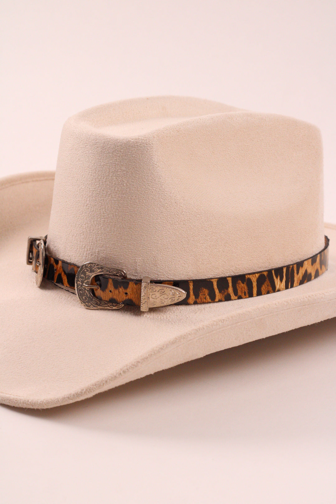Double Buckle Leather Hat Band Leopard Print