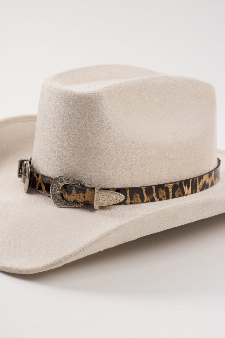 Double Buckle Leather Hat Band Leopard Print