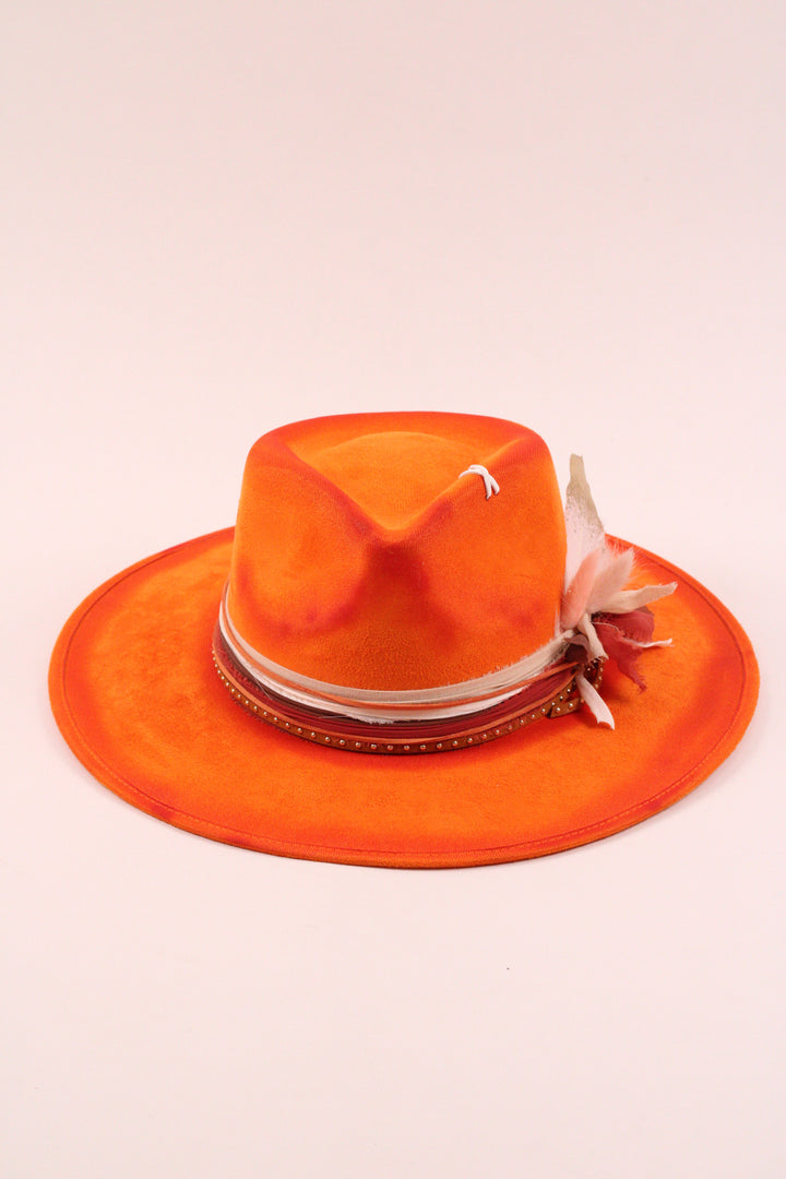 The Sunset- Vegan Suede Teardrop Hat - Orange Custom