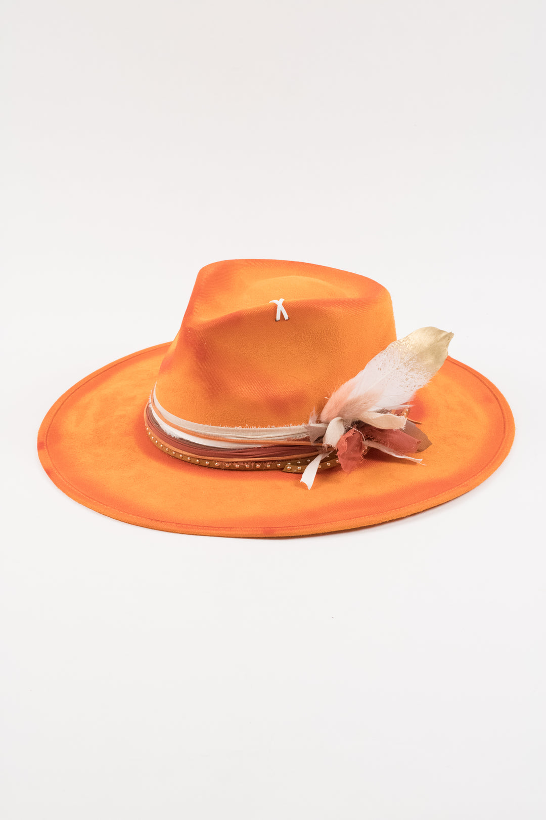 The Sunset- Vegan Suede Teardrop Hat - Orange Custom