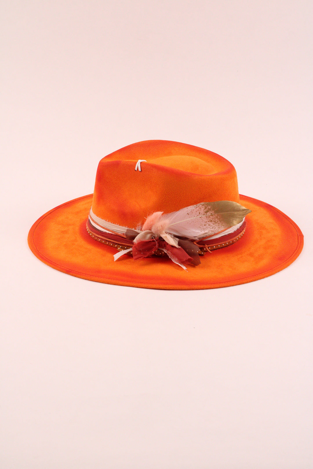 The Sunset- Vegan Suede Teardrop Hat - Orange Custom