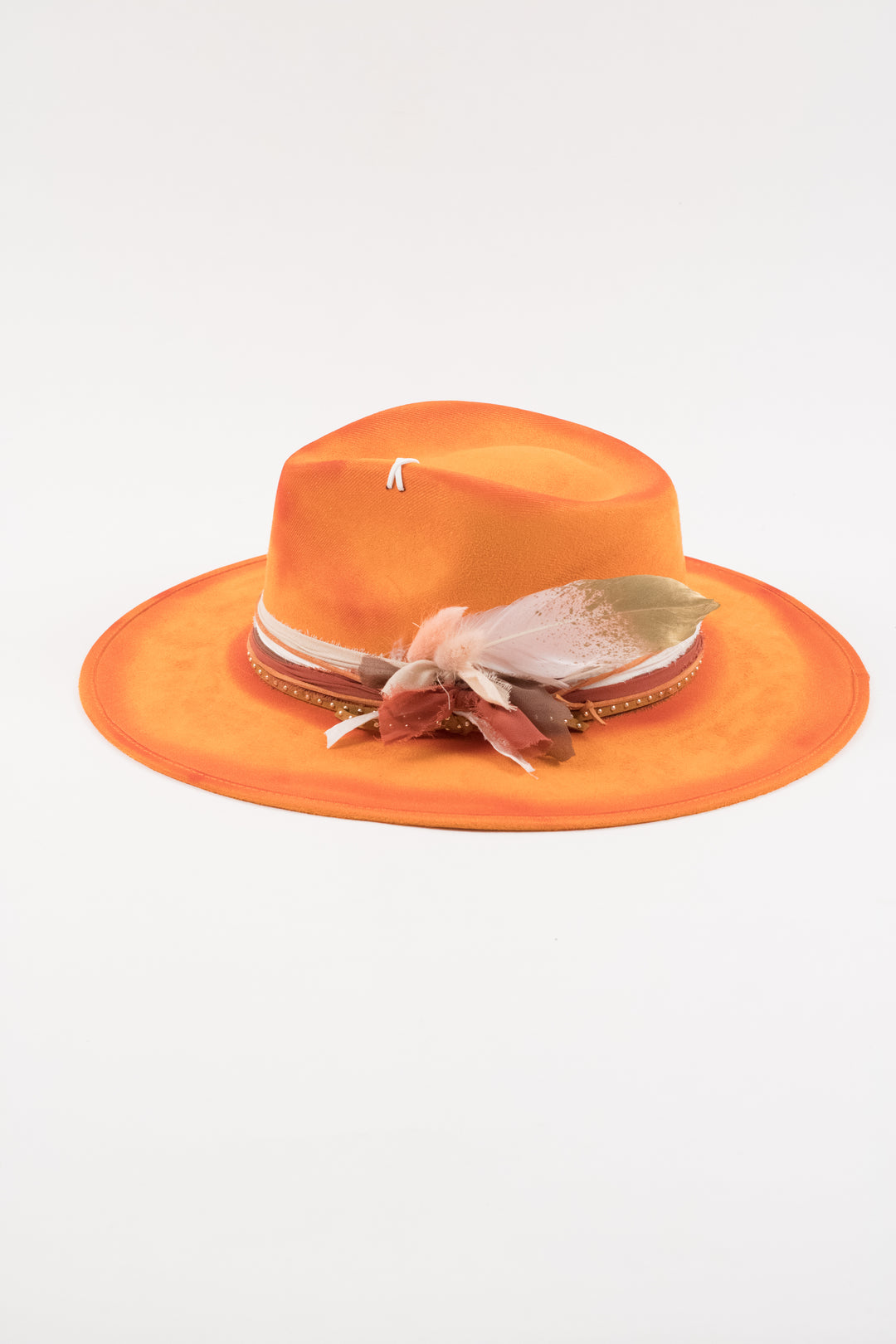 The Sunset- Vegan Suede Teardrop Hat - Orange Custom