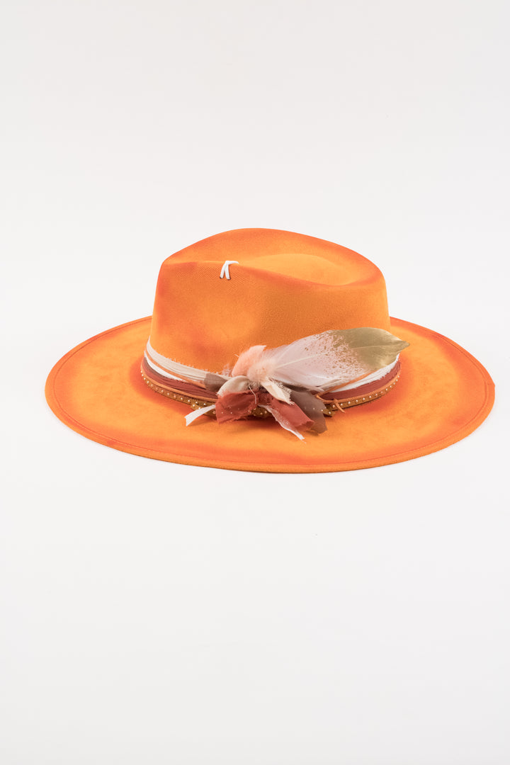 The Sunset- Vegan Suede Teardrop Hat - Orange Custom