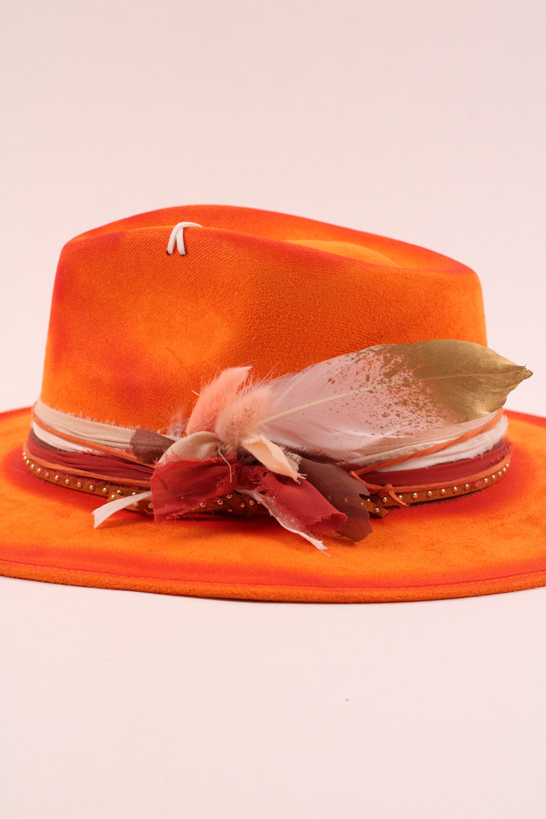The Sunset- Vegan Suede Teardrop Hat - Orange Custom