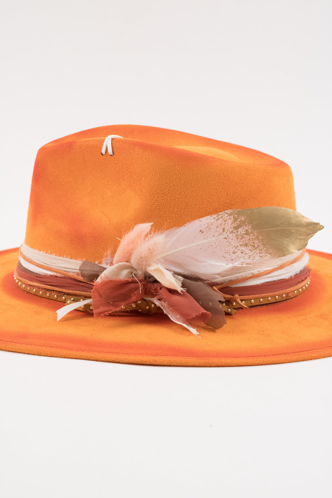 The Sunset- Vegan Suede Teardrop Hat - Orange Custom