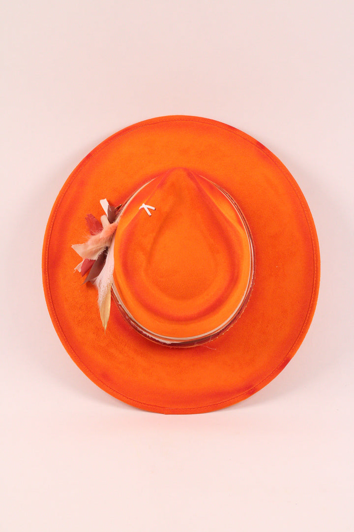 The Sunset- Vegan Suede Teardrop Hat - Orange Custom