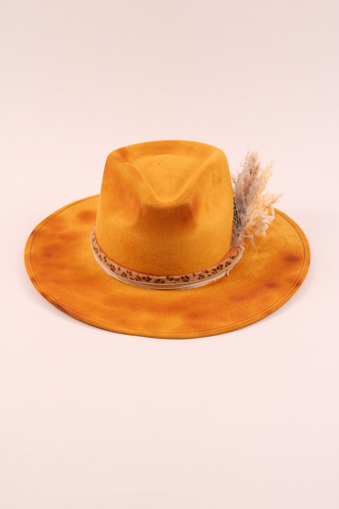 The Sunflower- Vegan Suede Rancher Hat - Mustard Distressed
