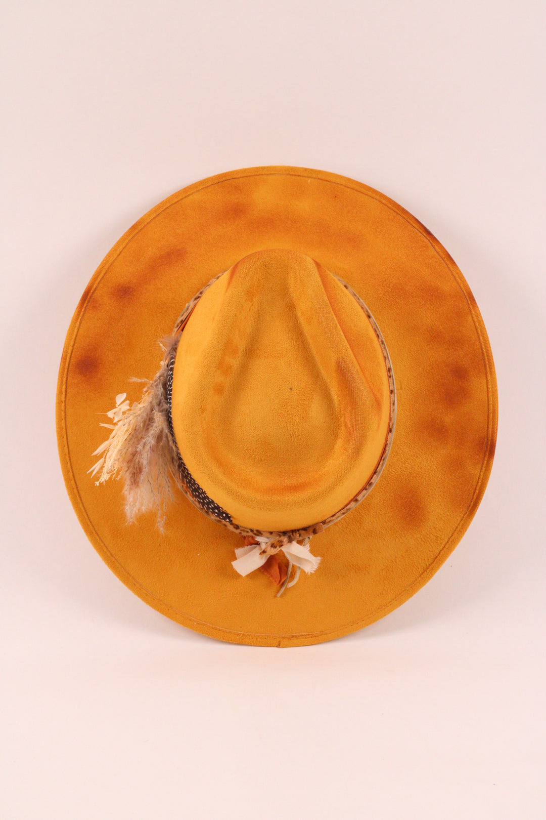 The Sunflower- Vegan Suede Rancher Hat - Mustard Distressed