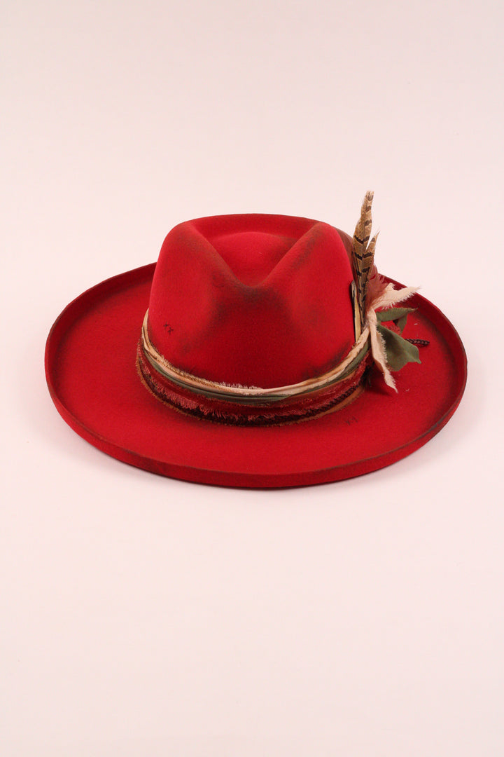 The Meadow - Wool Felt - Red pencil brim distressed