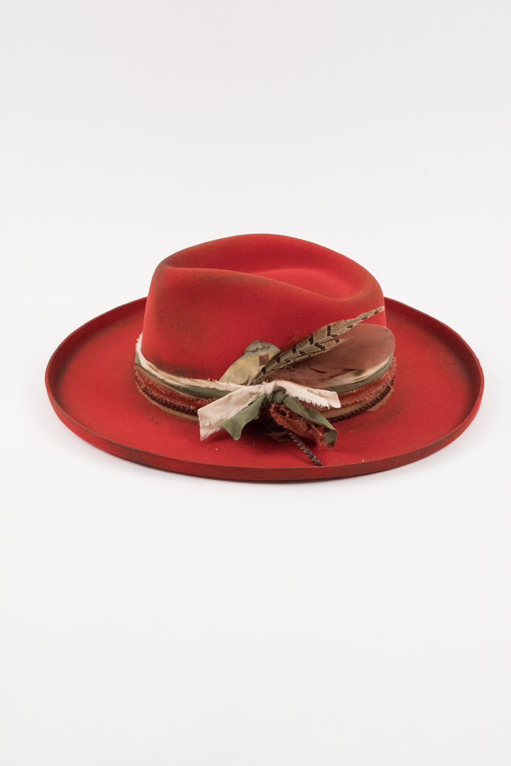 The Meadow - Wool Felt - Red pencil brim distressed