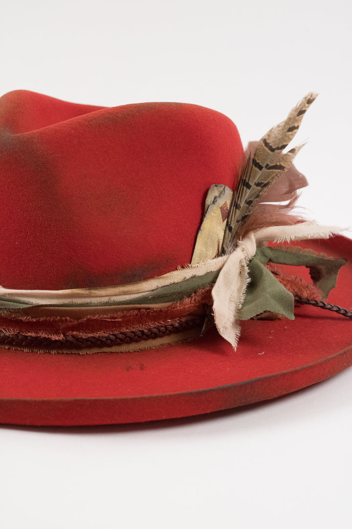 The Meadow - Wool Felt - Red pencil brim distressed