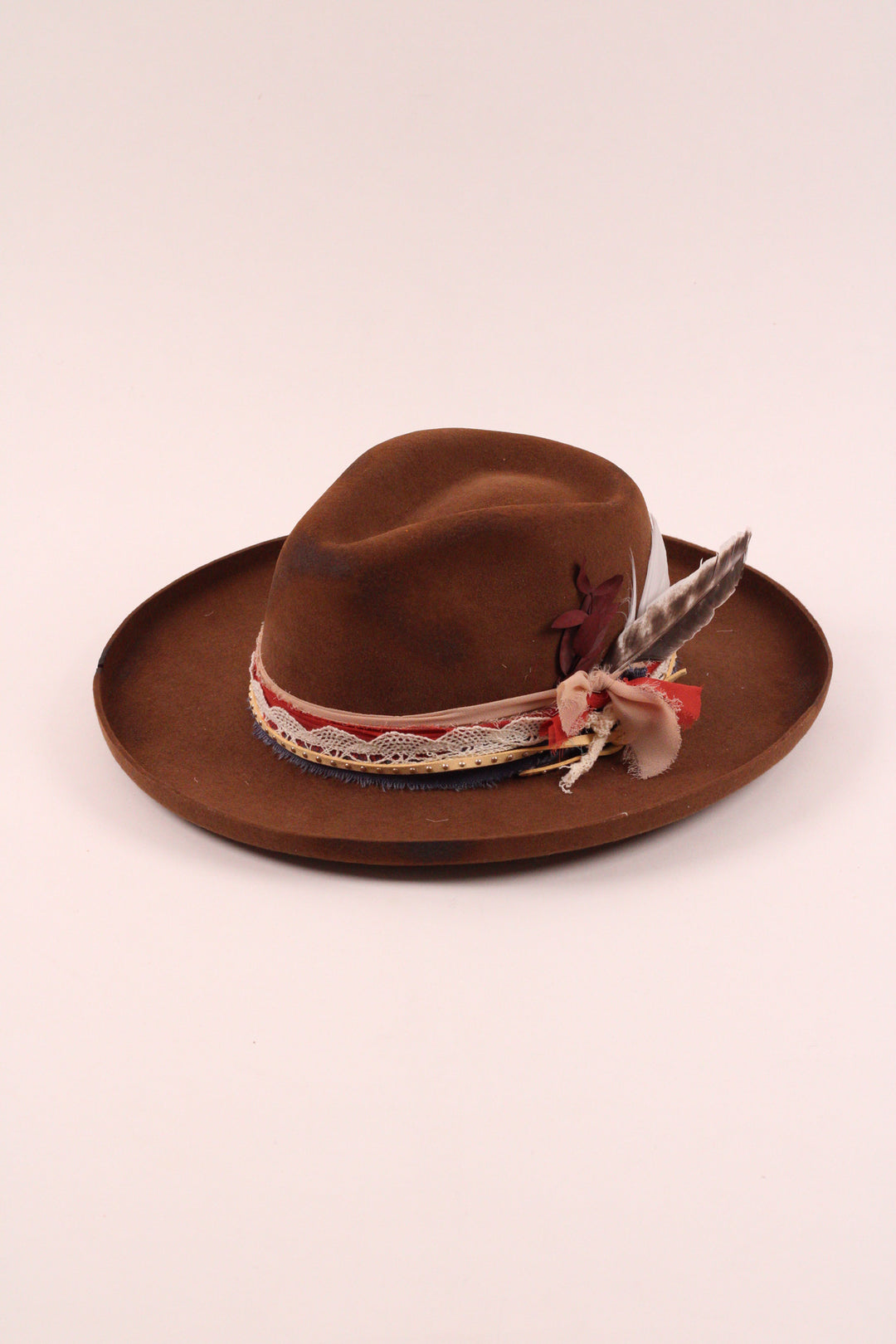 The Sienna - Wool Felt - caramel pencil brim distressed