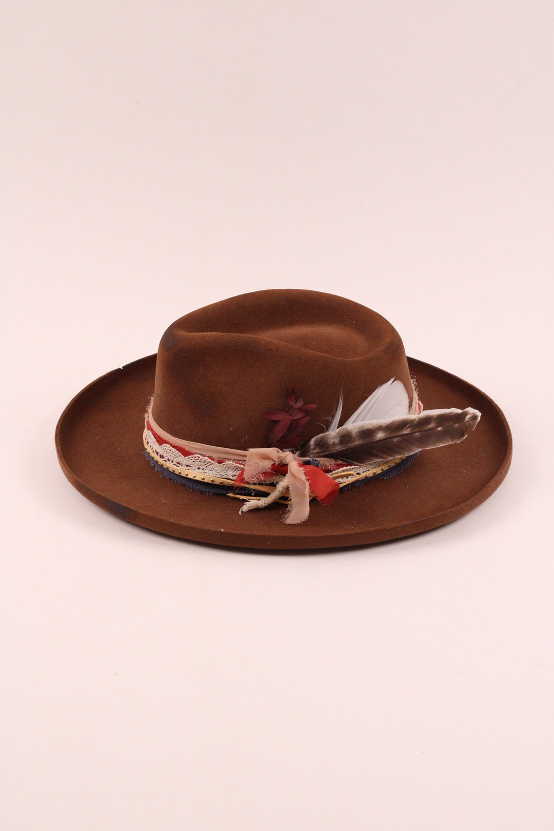 The Sienna - Wool Felt - caramel pencil brim distressed