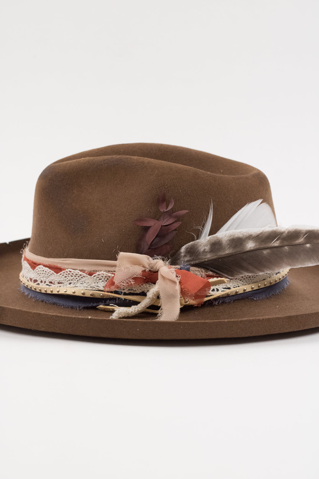The Sienna - Wool Felt - caramel pencil brim distressed