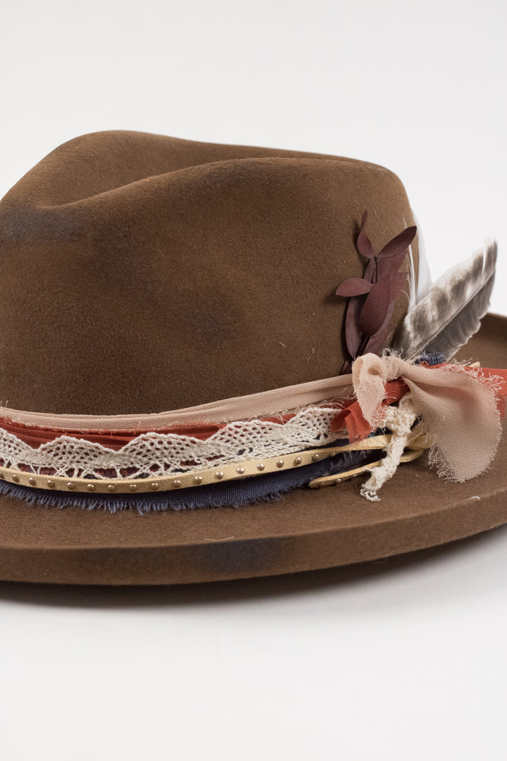 The Sienna - Wool Felt - caramel pencil brim distressed