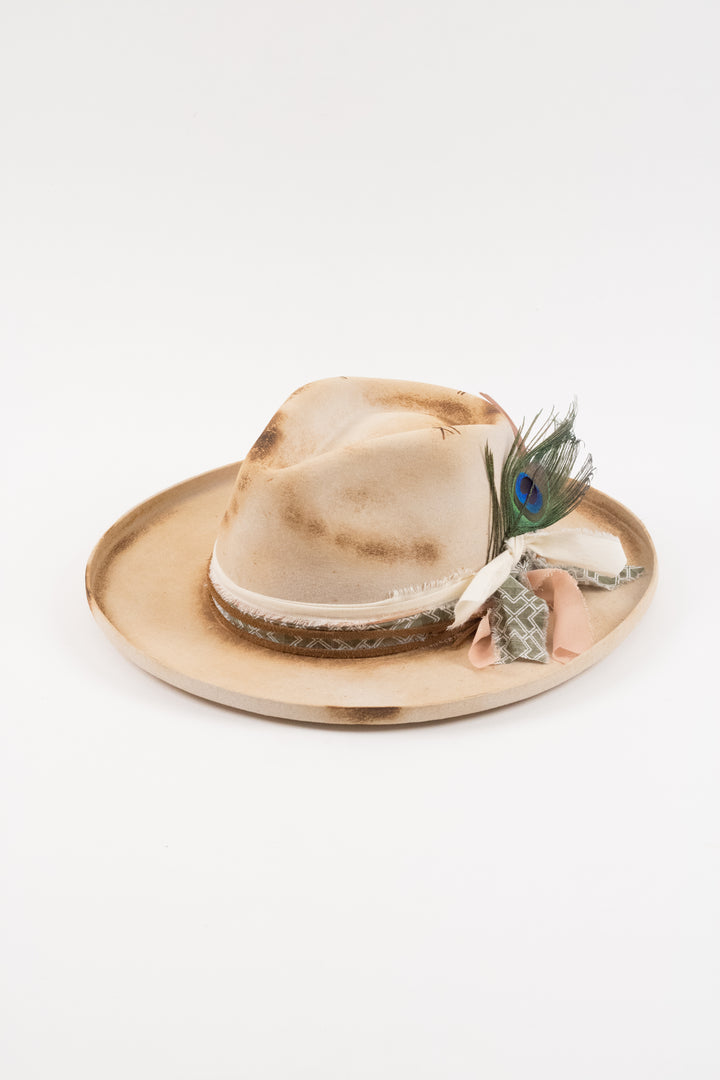 The Aspen- Wool Felt - Ivory pencil brim distressed