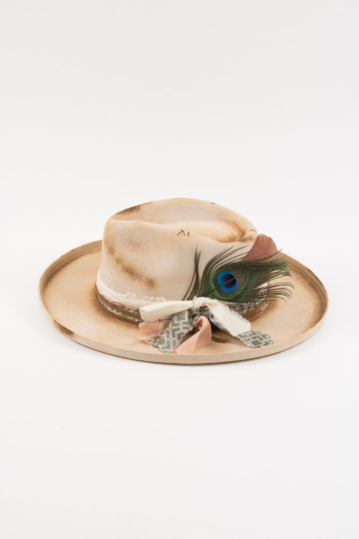 The Aspen- Wool Felt - Ivory pencil brim distressed