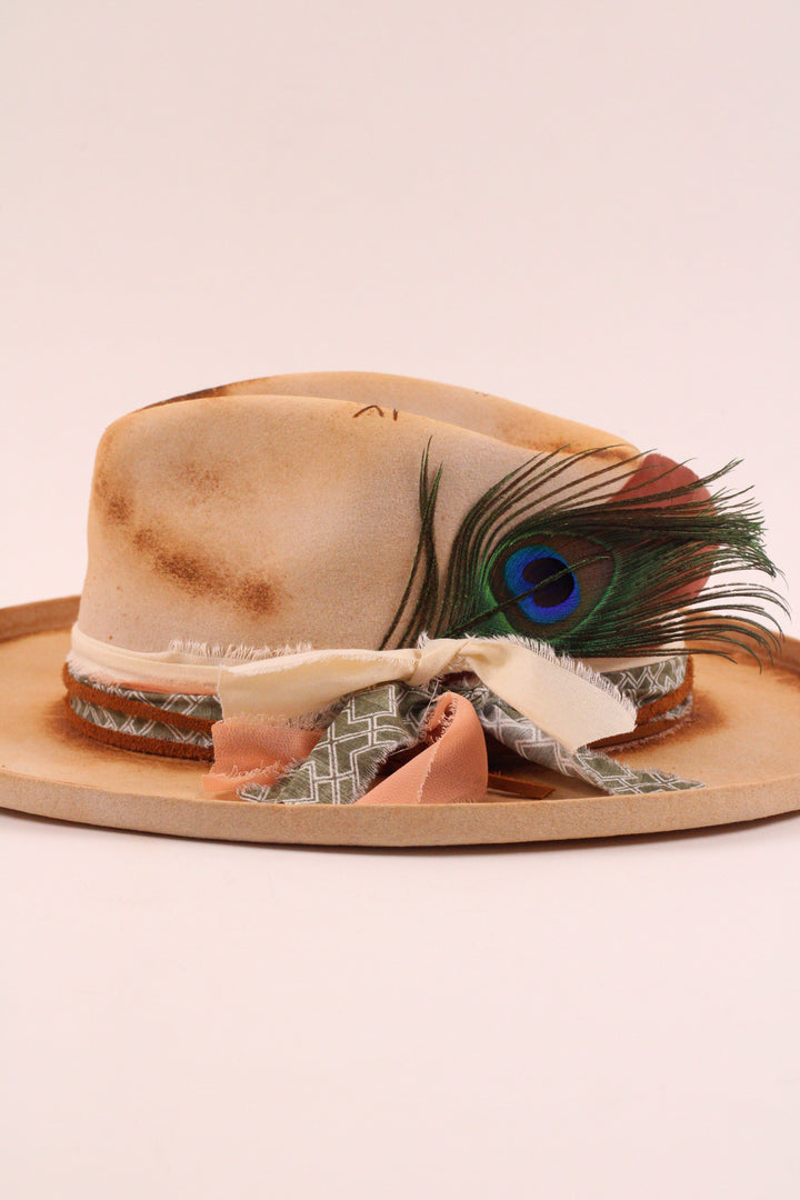 The Aspen- Wool Felt - Ivory pencil brim distressed