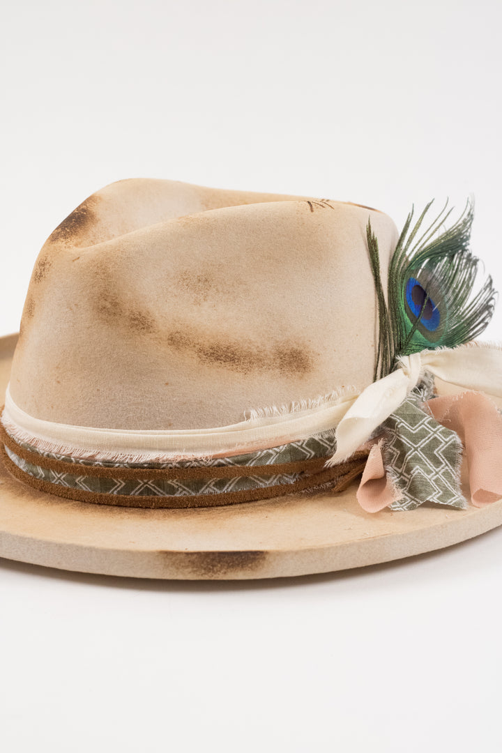 The Aspen- Wool Felt - Ivory pencil brim distressed