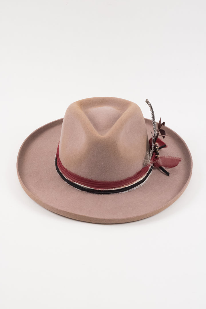The Marlowe - Wool Felt - Fawn pencil brim distressed