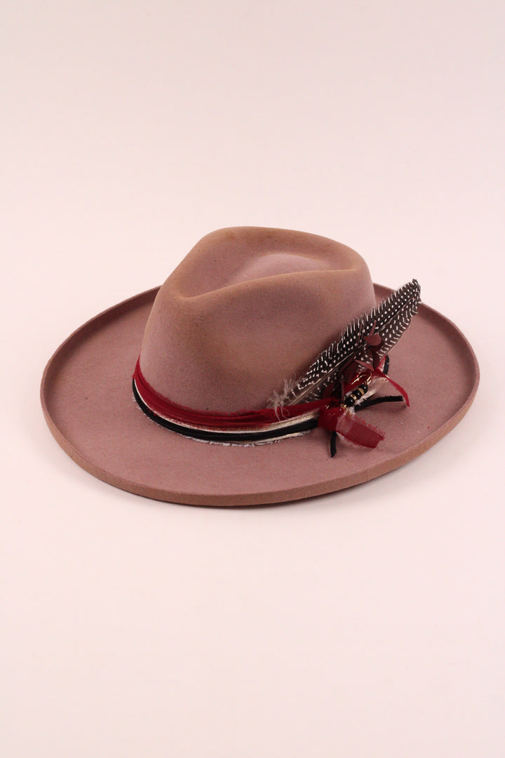 The Marlowe - Wool Felt - Fawn pencil brim distressed