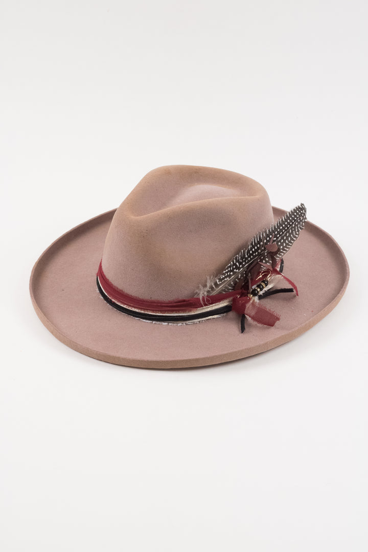 The Marlowe - Wool Felt - Fawn pencil brim distressed