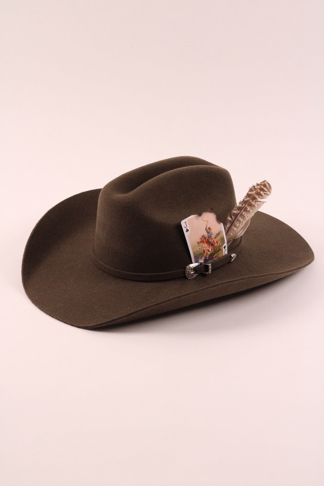 The Juniper - Mustang Premium Wool Felt Hat - Olive Distressed