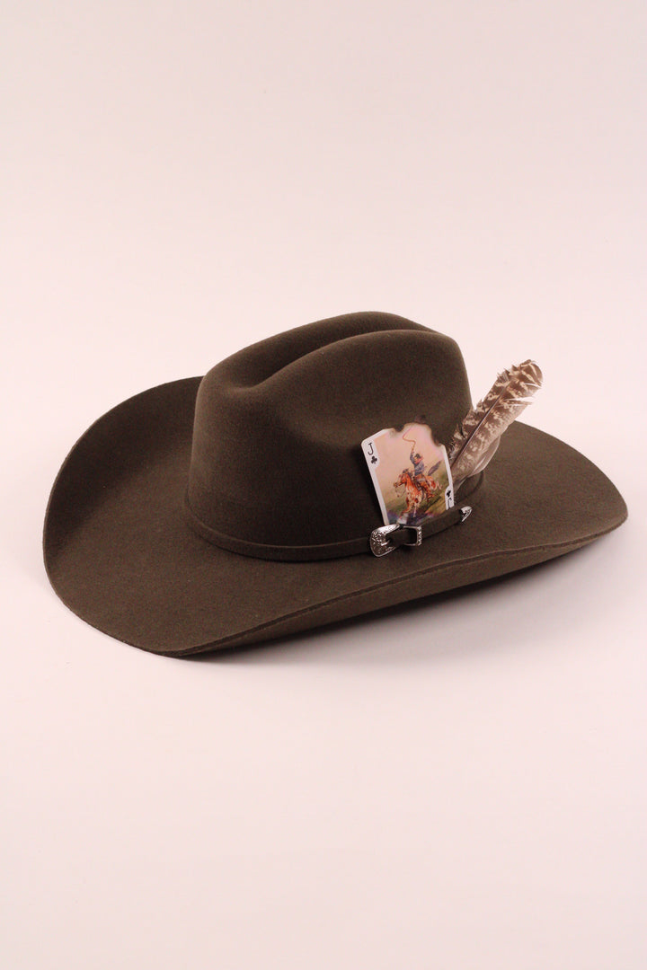 The Juniper - Mustang Premium Wool Felt Hat - Olive Distressed