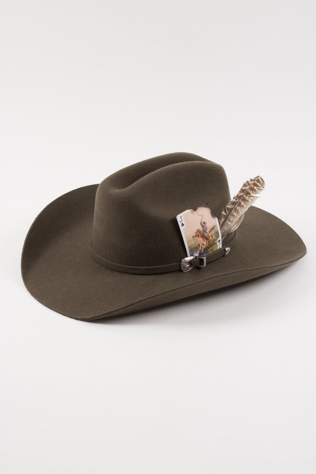 The Juniper - Mustang Premium Wool Felt Hat - Olive Distressed