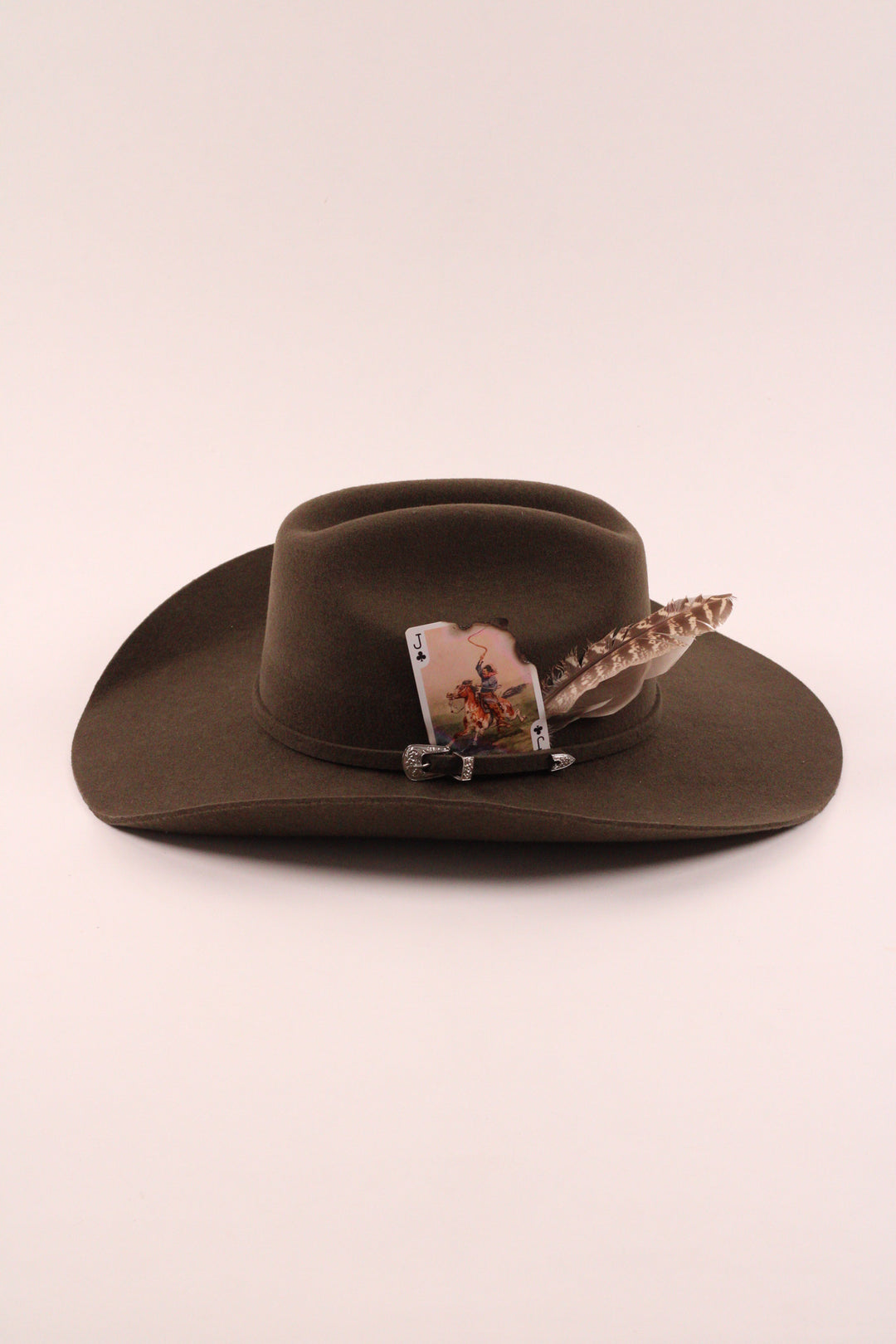The Juniper - Mustang Premium Wool Felt Hat - Olive Distressed