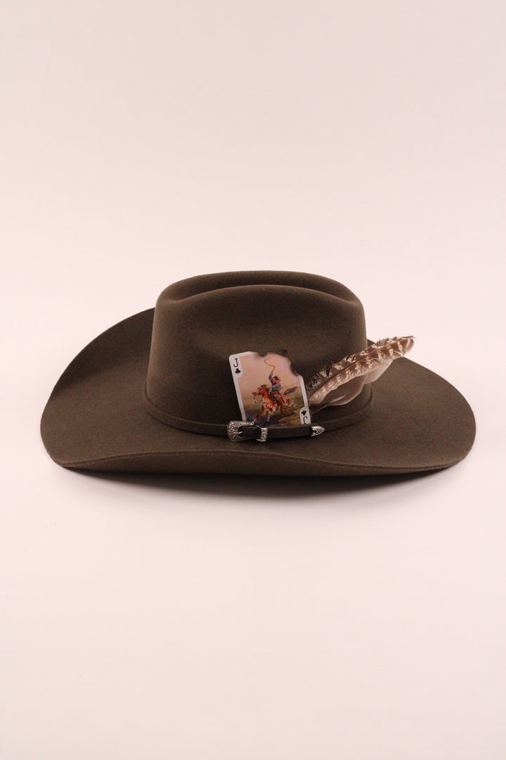 The Juniper - Mustang Premium Wool Felt Hat - Olive Distressed
