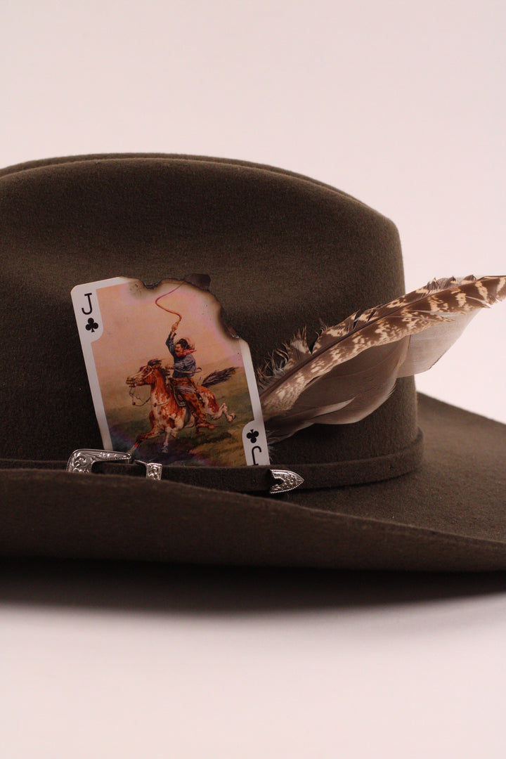 The Juniper - Mustang Premium Wool Felt Hat - Olive Distressed