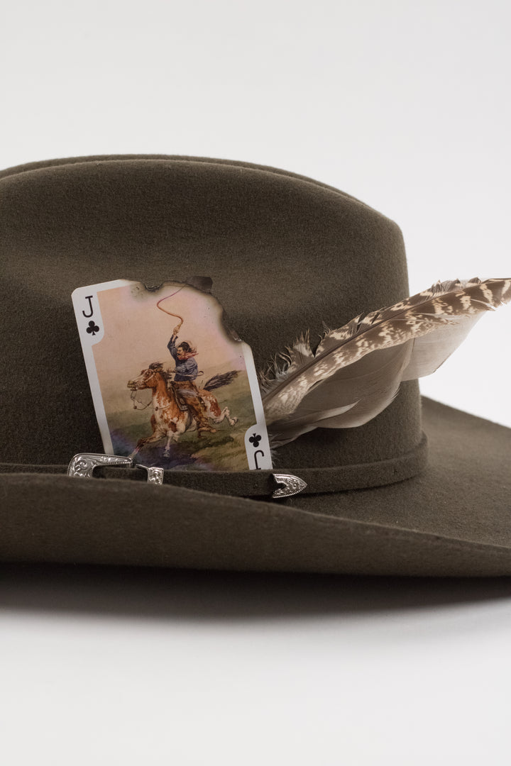 The Juniper - Mustang Premium Wool Felt Hat - Olive Distressed