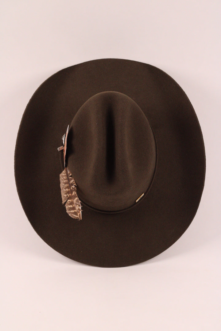 The Juniper - Mustang Premium Wool Felt Hat - Olive Distressed
