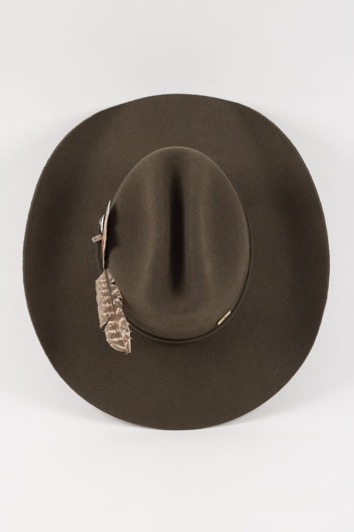 The Juniper - Mustang Premium Wool Felt Hat - Olive Distressed